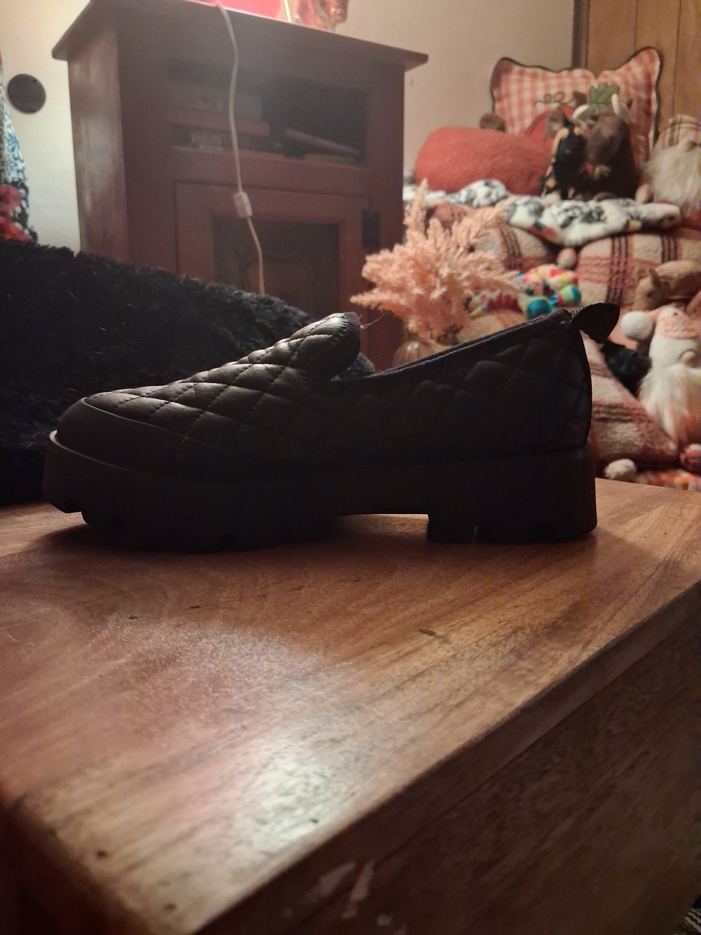 Franco Sarto Quilted Black Platform Loafer